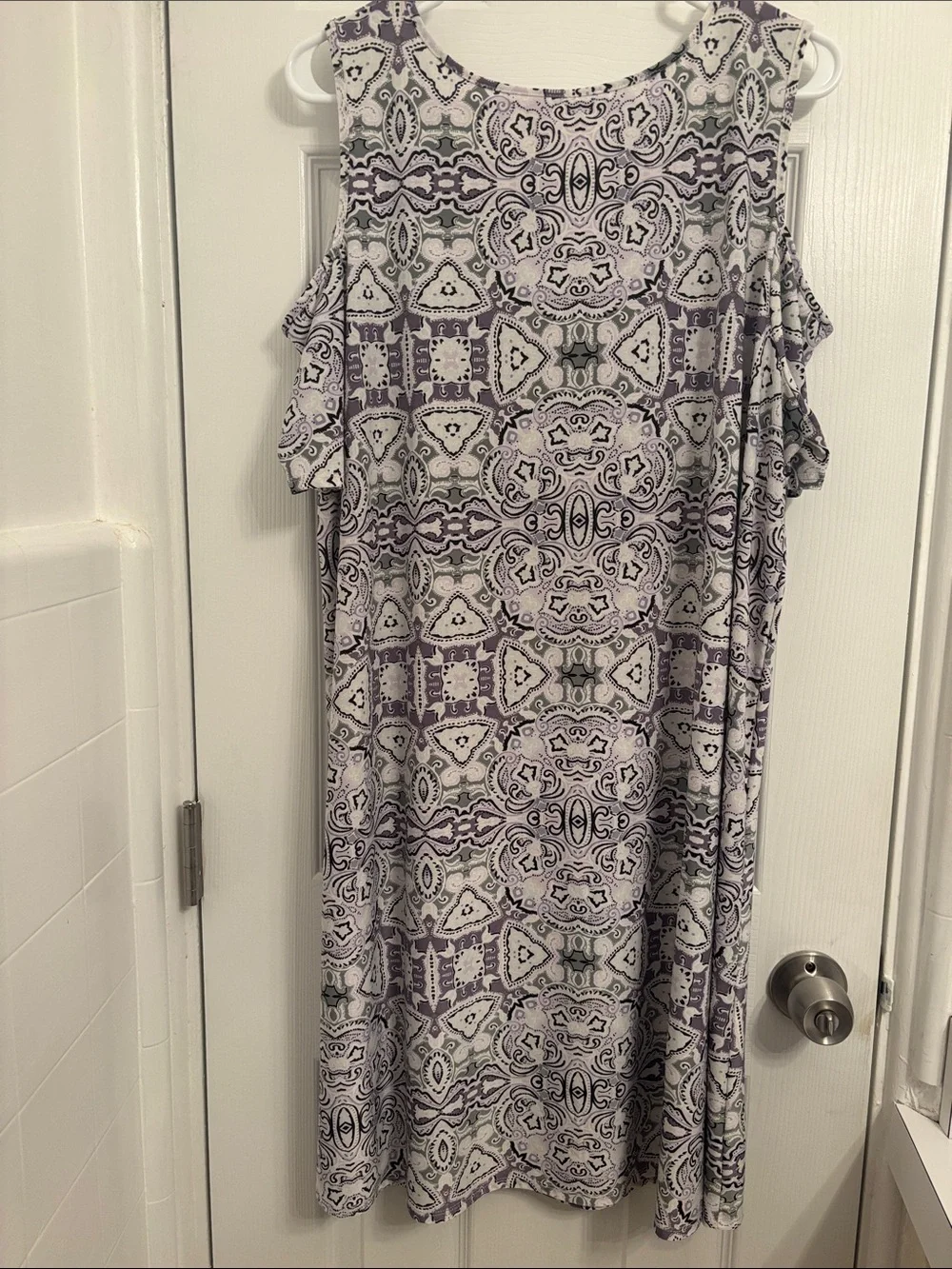 Tacera Lilac Printed Cold-Shoulder Midi Dress